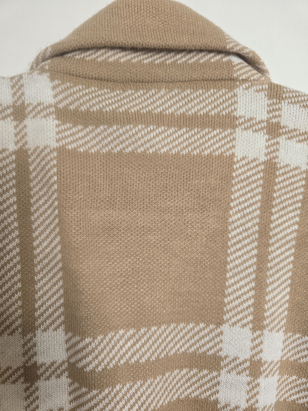 Anne Klein Camel & Cream Plaid Double-Breasted Coatigan Womens Size XL - Picture 6 of 10
